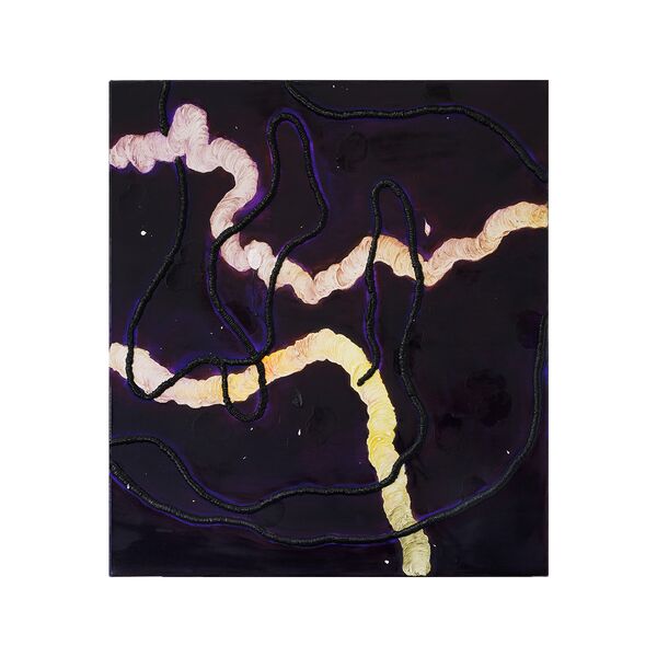 Luc Palmer / 2022_12 / Acryl, Papier und Öl auf Baumwolle / 85 x 75 cm