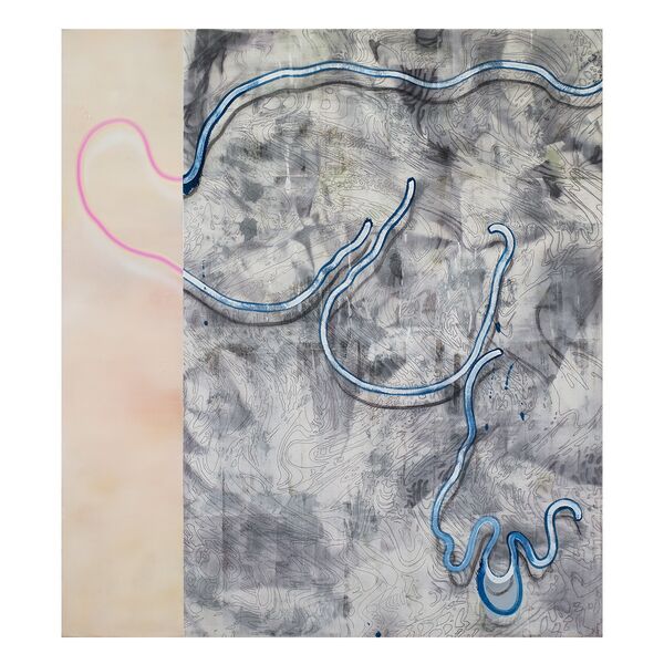 Luc Palmer / 2019_16 / Acryl, Tuschestift, Kohle und Öl auf Baumwolle / 170 x 150 cm